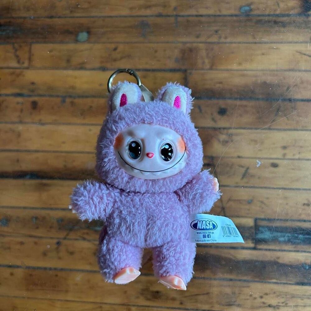 Pink Monster Plush Keychain Labubu Style Bag Charm Nasa Tag